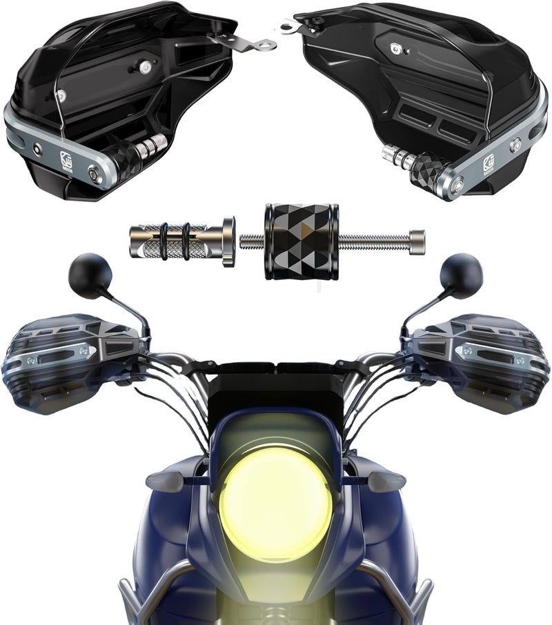 BRCOVAN Motorcycle Hand Guards with Thickened Aluminum Alloy Frame & High Strength Composite Shield, Brake & Clutch Friendly, Come with Mounting Accessories, Fit for 7/8" to 1-1/4" Handlebars - Image 1